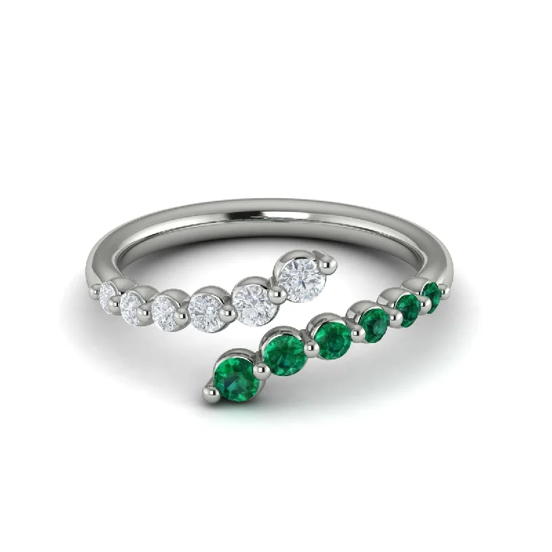 Diamond and Emerald Open Wrap Ring