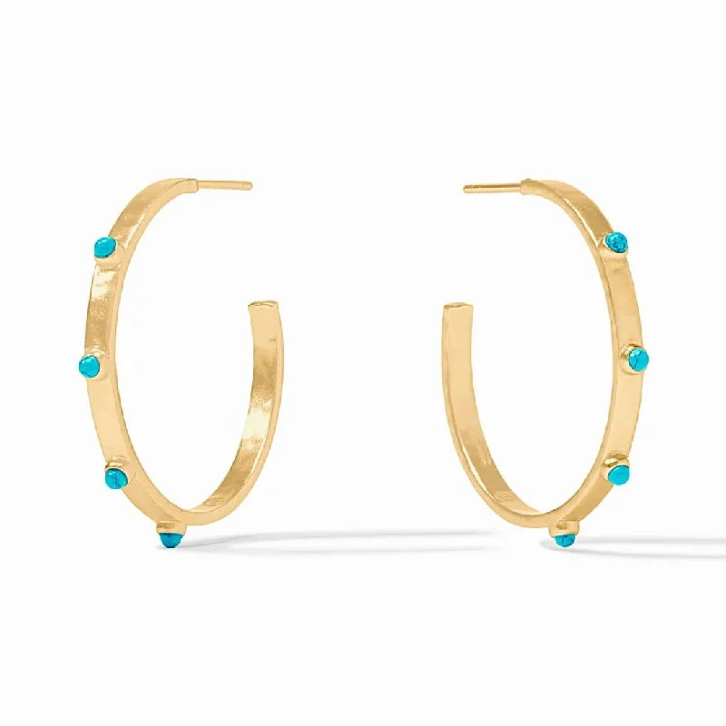 Women’s vintage earrings-Julie Vos | Crescent Stone Hoop Turquoise Blue