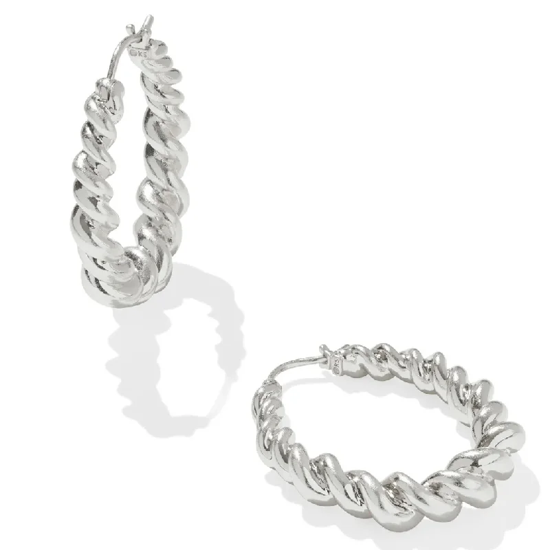 Women’s long earrings-Kendra Scott | Haisley Hoop Earrings in Silver