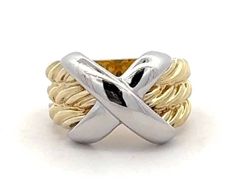 Women’s silver gemstone rings-Vintage David Yurman Cable Classics X Crossover Ring 18K Gold