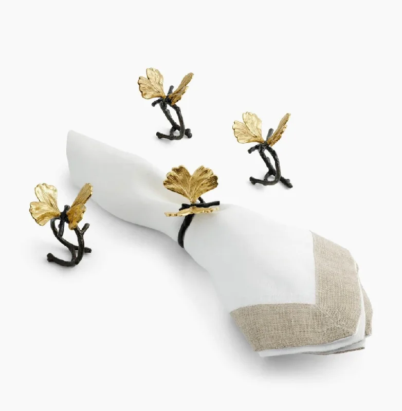 Women’s stacking engagement rings-Michael Aram Butterfly Ginkgo Napkin Ring Set