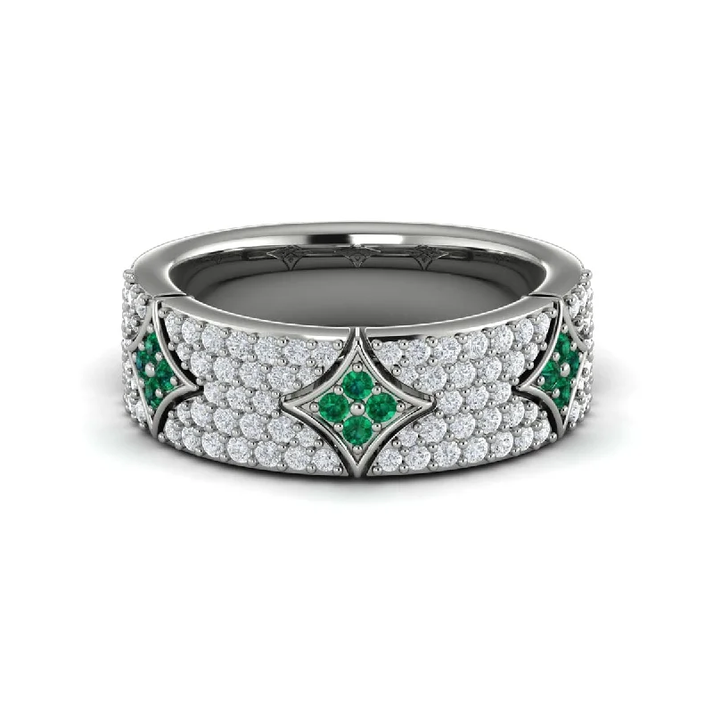 Diamond and Emerald Vlora Star Ring