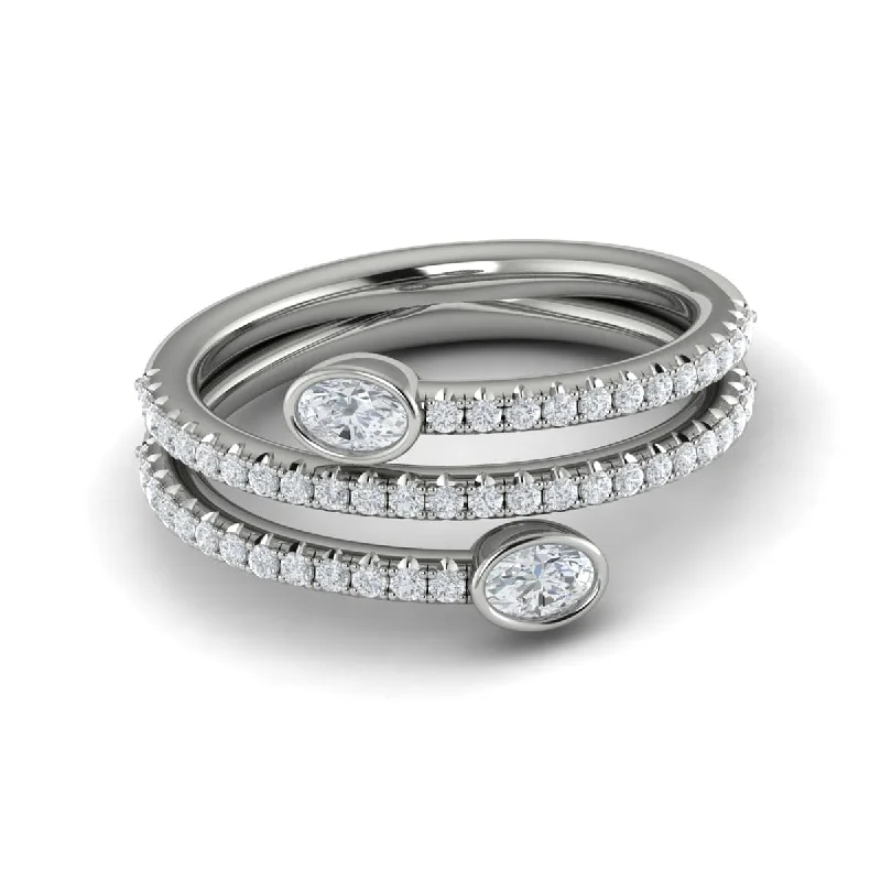 Diamond Three Row Oval Diamond Wrap Ring