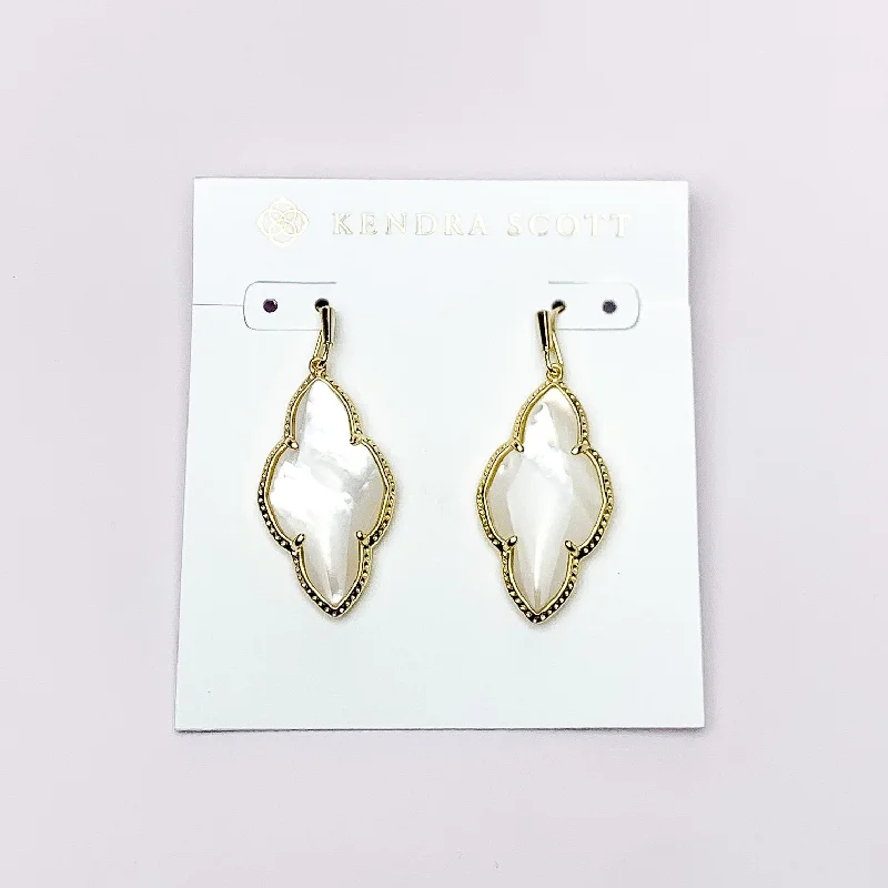 Women’s pearl drop earrings-Kendra Scott | Abbie Gold Drop Earrings in Ivory Mother of Pearl