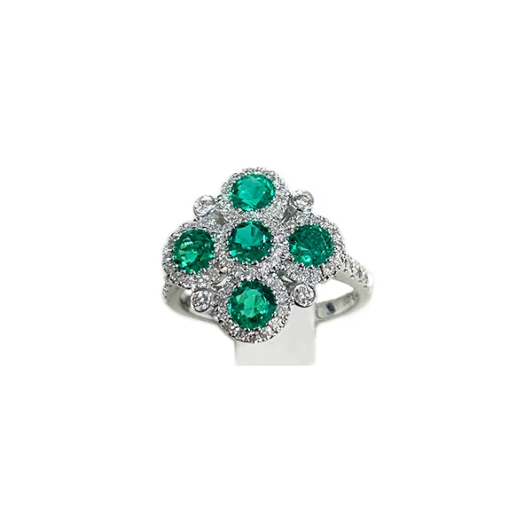 Women’s sparkling diamond rings-14k White Gold Emerald Ring