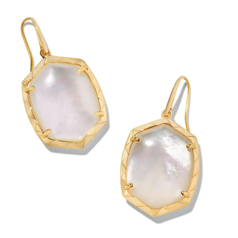 Women’s sparkly earrings-Kendra Scott | Daphne Gold Drop Earrings in Ivory Mother of Pearl