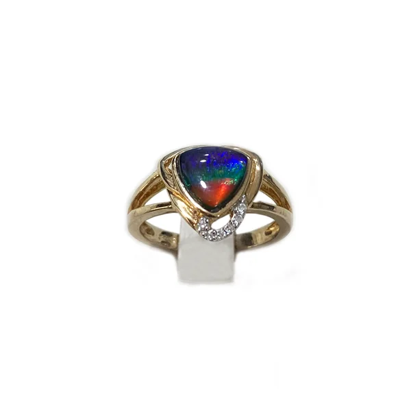 Women’s oval ruby rings-Sterling Silver Ammolite Ring