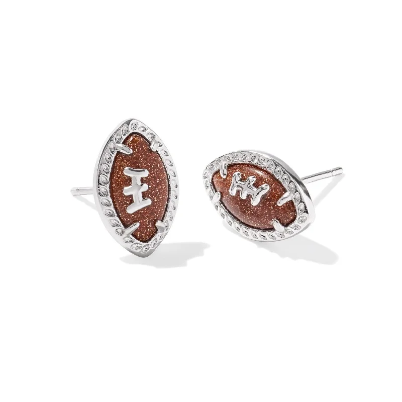 Women’s diamond stud earrings-Kendra Scott | Football Silver Stud Earrings in Orange Goldstone