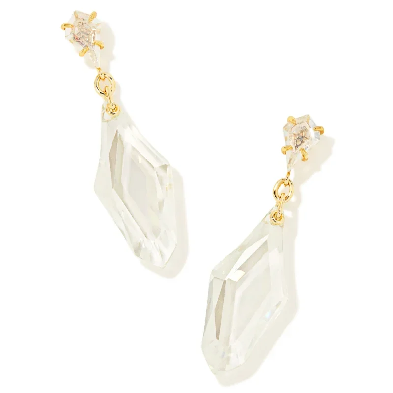 Women’s pearl drop earrings-Kendra Scott | Alexandria Statement Earrings Gold Lustre Clear Glass