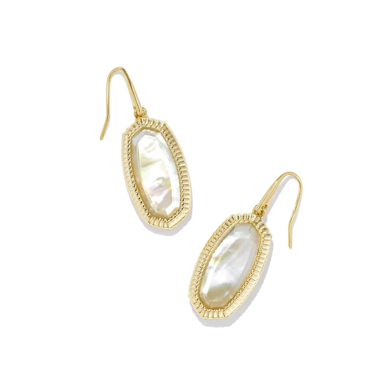 Women’s diamond stud earrings-Kendra Scott | Dani Gold Ridge Frame Drop Earrings in Golden Abalone