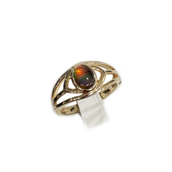 Women’s stacking engagement rings-Sterling Silver Ammolite Ring