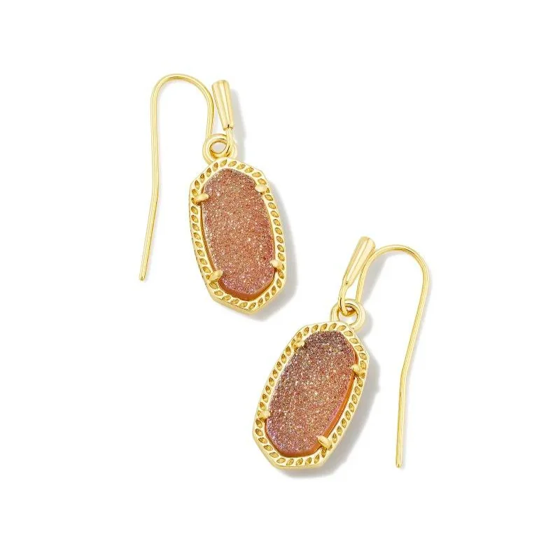 Women’s rose gold earrings-Kendra Scott | Lee Gold Drop Earrings in Spice Drusy