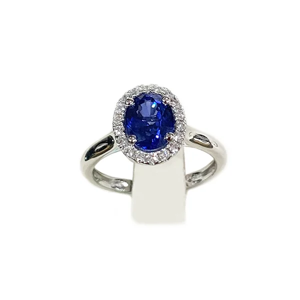 Women’s birthstone engagement rings-14k White Gold Sapphire Ring