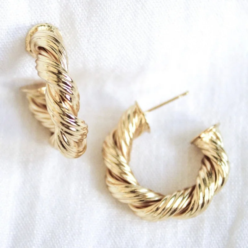 Women’s gold hoop earrings-Kinsey Designs | Micayla Twisted Gold Tone Hoop Earrings