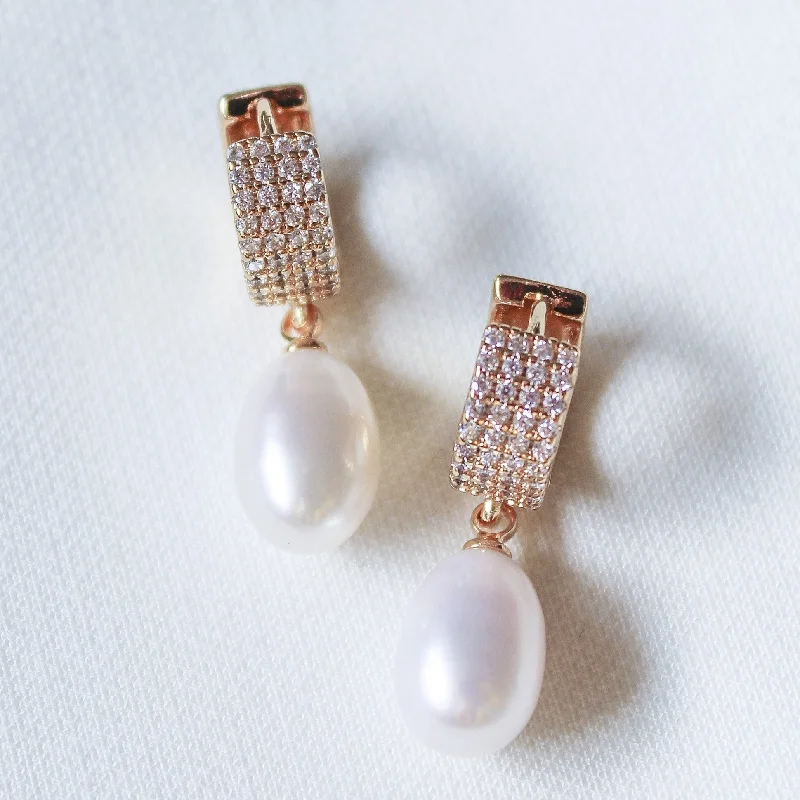 Women’s pearl drop earrings-Kinsey Designs | Gemma Gold Tone Huggie Hoop Earrings with Pearl Drops