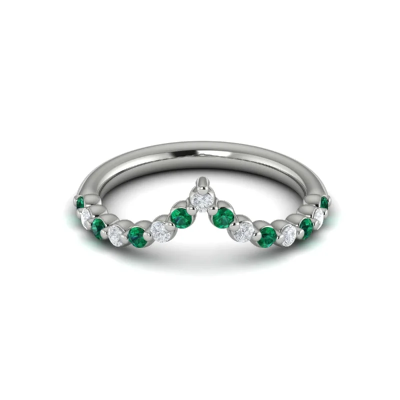 Diamond and Emerald Chevron Ring