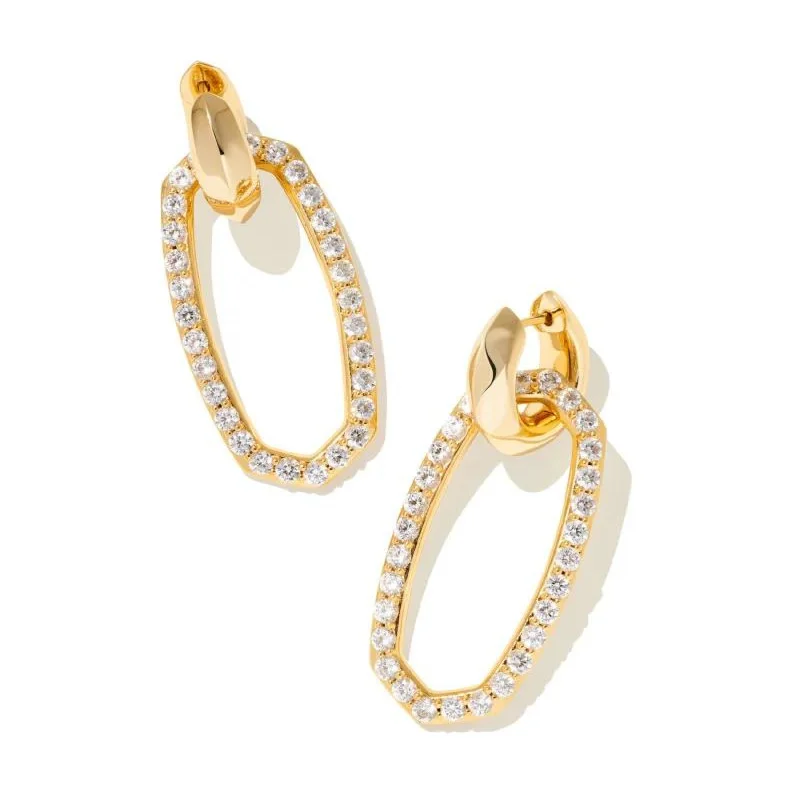 Women’s drop earrings-Kendra Scott | Danielle Gold Convertible Link Earrings in White Crystal