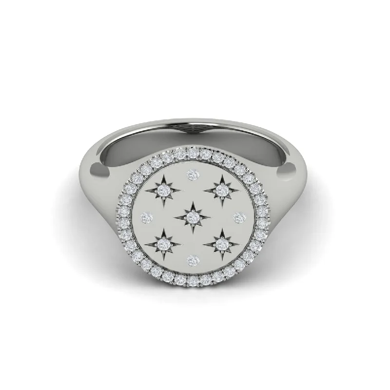 Star Diamonds and Bezel Signet Ring