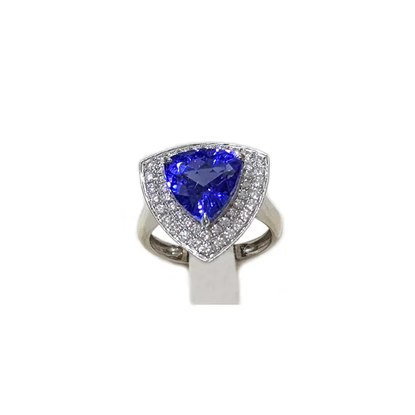 Women’s fashion gemstone rings-18k White Gold Tanzanite Ring