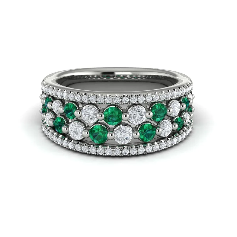 Diamond and Emerald Cluster Statement Ring