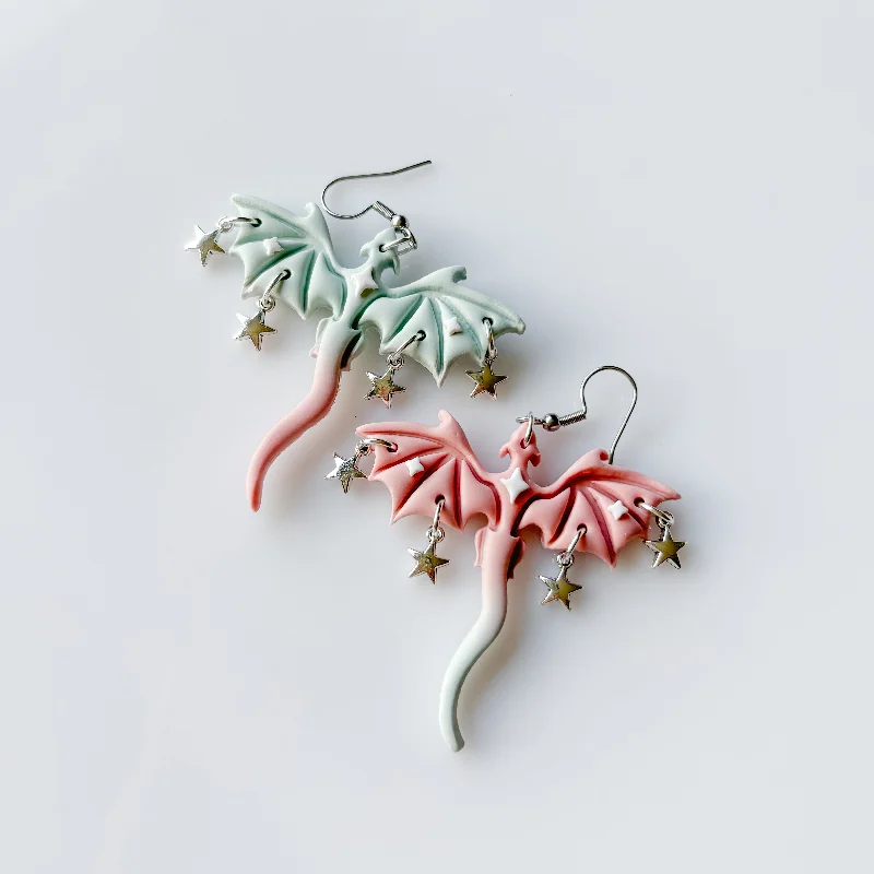 Women’s simple earrings-COTTON CANDY DRAGON EARRINGS