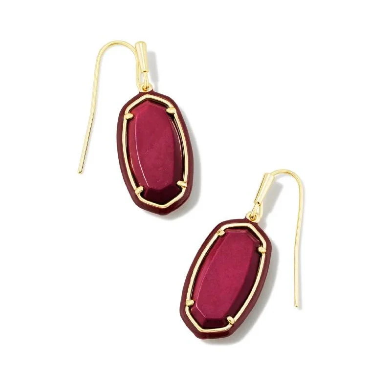 Women’s vintage earrings-Kendra Scott | Dani Gold Enamel Frame Drop Earrings in Maroon Magnesite