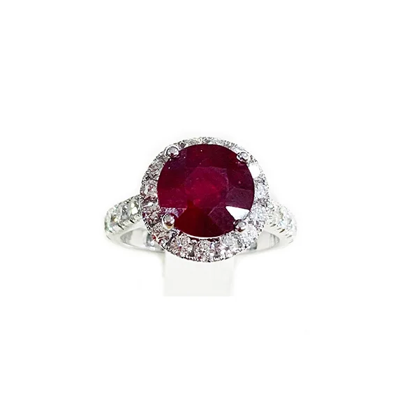 Women’s gold rings-14k White Gold Ruby Ring