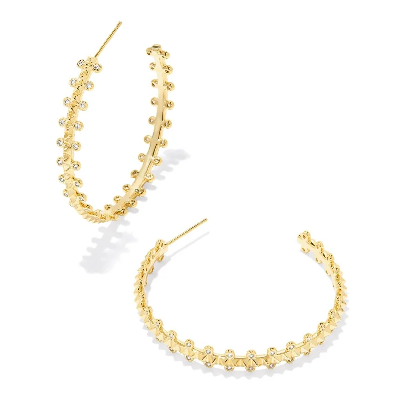 Women’s clip-on earrings-Kendra Scott | Jada Gold Hoop Earrings in White Crystal