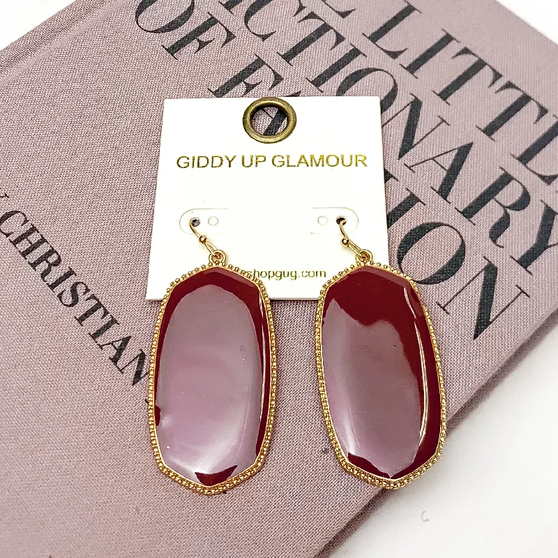 Women’s gold hoop earrings-Southern Charm Oval Earrings in Maroon