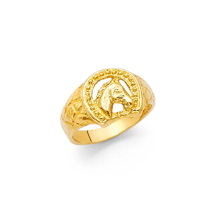 Women’s signet rings-14K LUCKY HORSESHOE BABIES RING