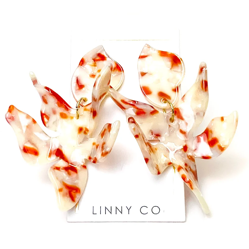 Women’s ear cuffs-Linny Co | Flora Drop Earrings in Bevo Pearl