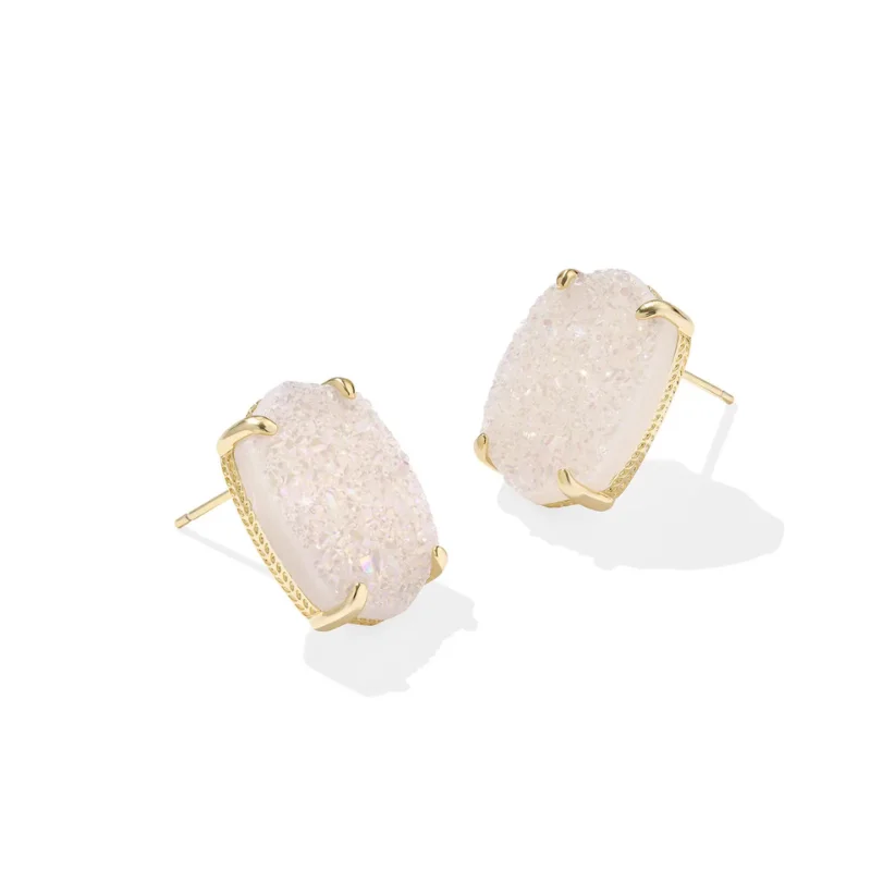 Women’s wedding earrings-Kendra Scott | Daphne Large Gold Stud Earrings in Iridescent Drusy