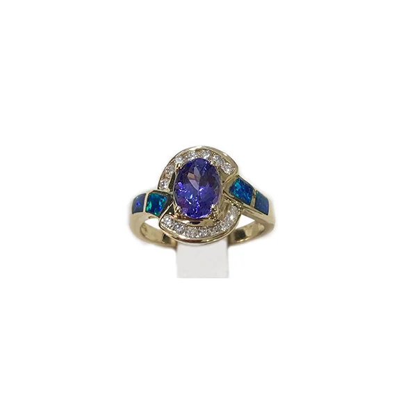 Women’s diamond solitaire rings-14k Yellow Gold Tanzanite Ring