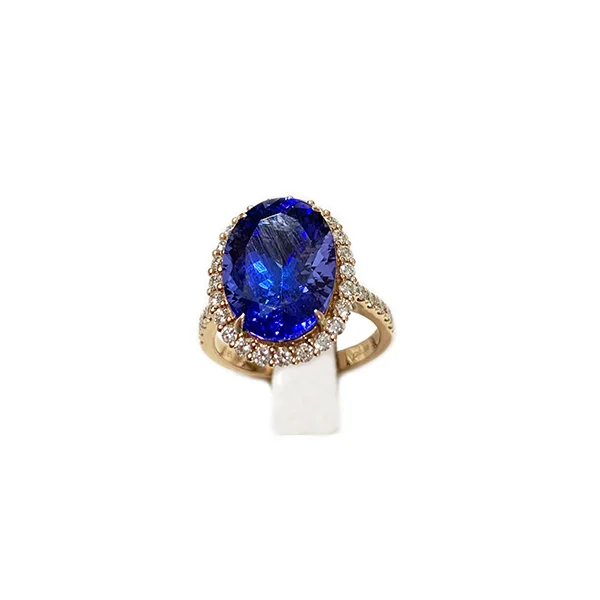 Women’s gold diamond rings-14k Rose Gold Tanzanite Ring