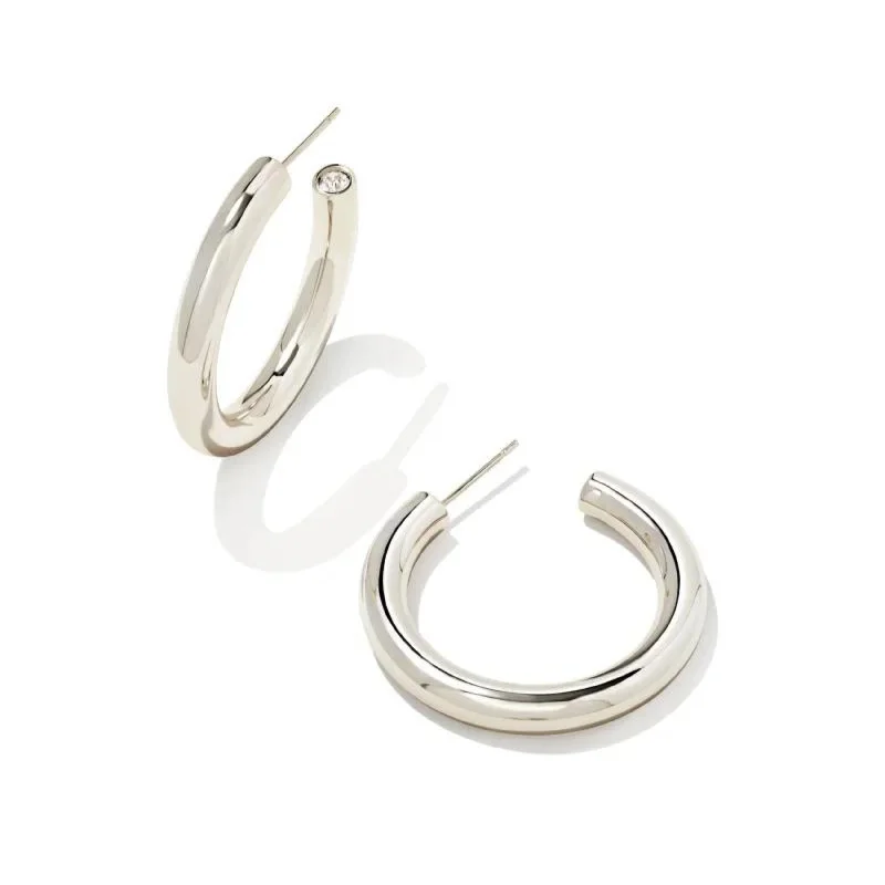 Women’s pearl earrings-Kendra Scott | Colette Hoop Earrings in Silver