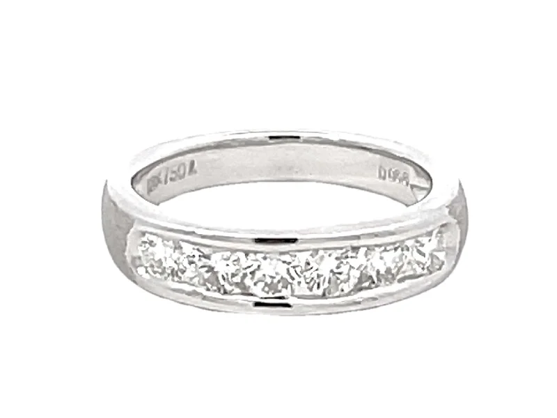 Women’s silver rings-Channel Set 0.68 Carat 6 Brilliant Cut Diamond Band Ring Solid 18k White Gold