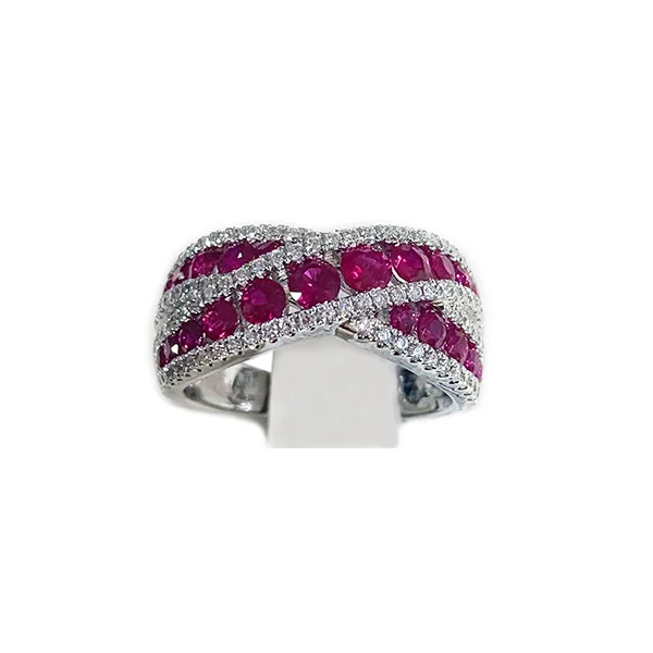 Women’s statement silver rings-14k White Gold Ruby Ring