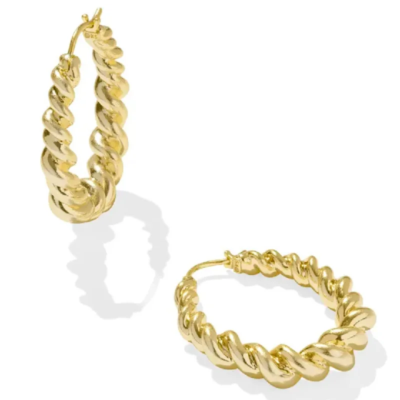 Women’s round earrings-Kendra Scott | Haisley Hoop Earrings in Gold