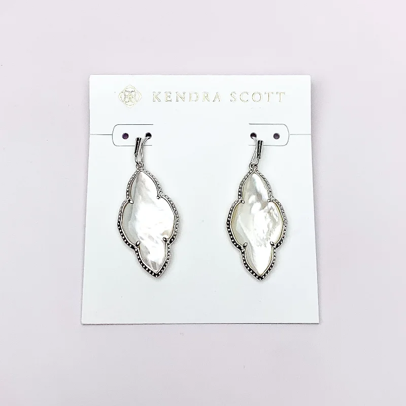 Women’s wedding earrings-Kendra Scott | Abbie Silver Drop Earrings in Ivory Mother of Pearl