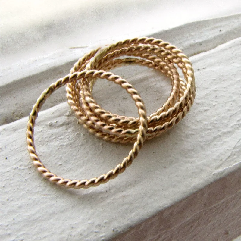 Women’s rose gold eternity rings-Twist Stacking Ring in 14K Gold Fill