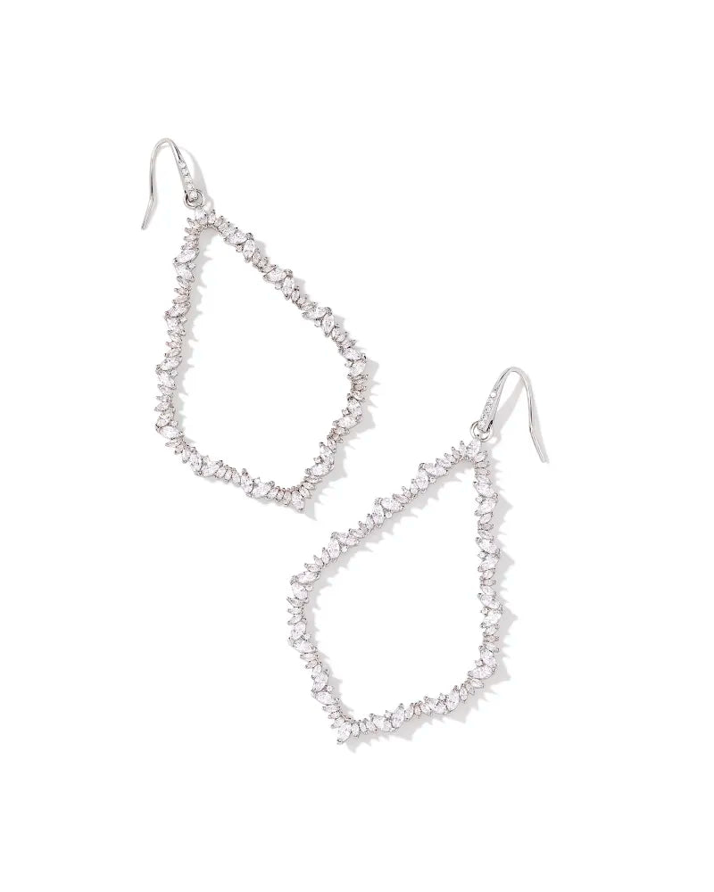 Women’s pearl earrings-Kendra Scott | Sophee Silver Crystal Open Frame Earrings in White Crystal