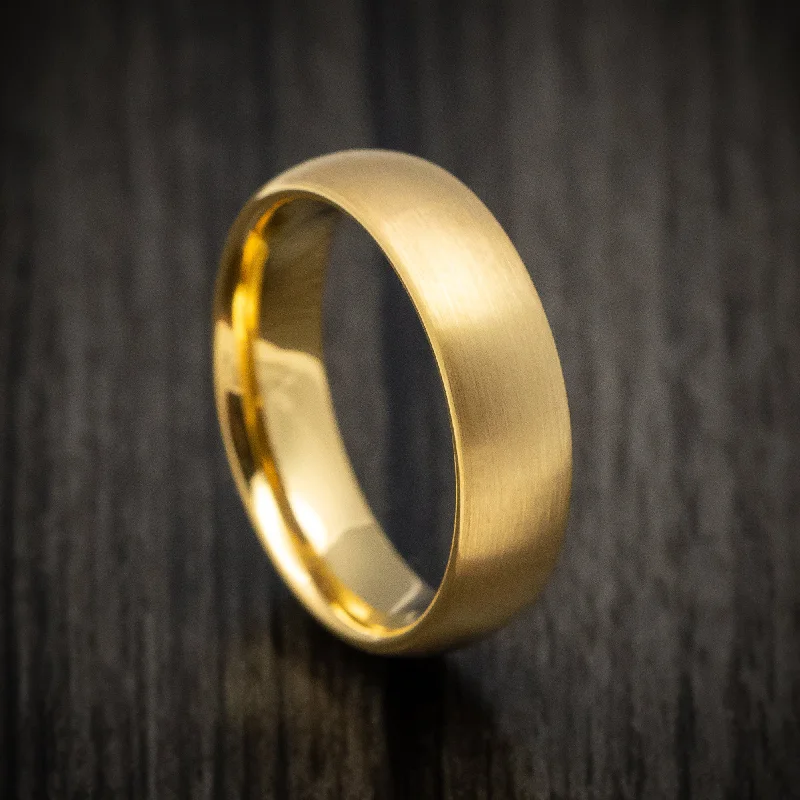 Yellow Gold Tungsten Men's Ring with Satin Finish Custom Made Band