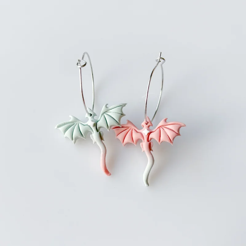 Women’s triangular earrings-COTTON CANDY DRAGON MINI HOOP EARRINGS (OMBRE)