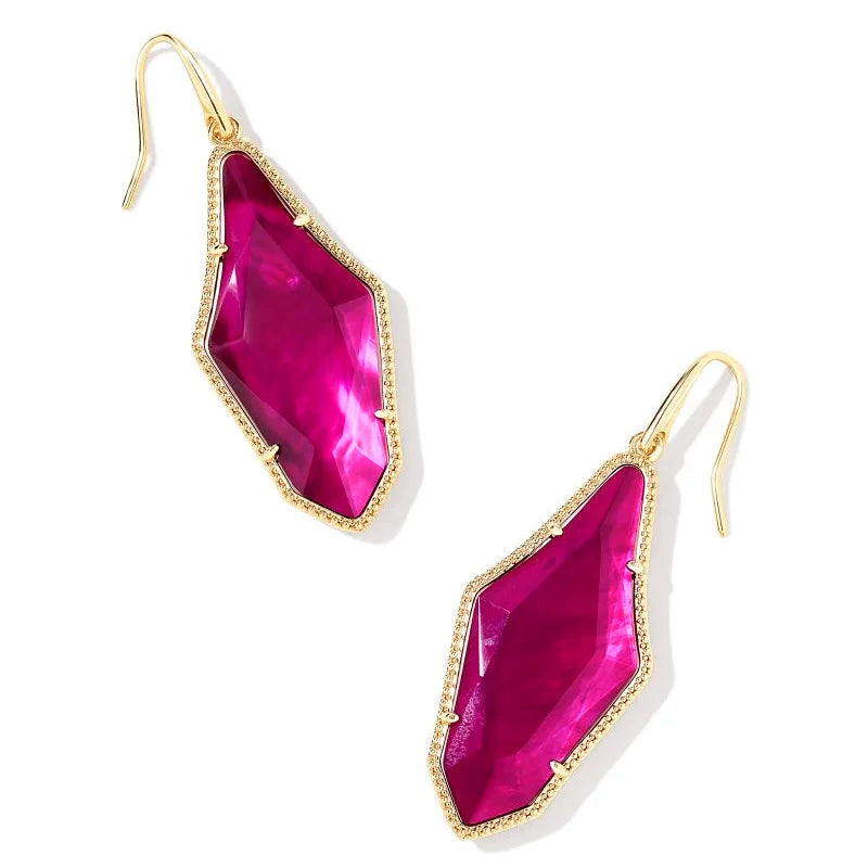 Women’s drop earrings-Kendra Scott | Evelyn Gold Drop Earrings in Dark Magenta Illusion