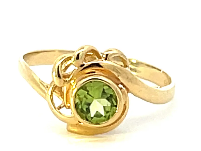 Women’s wedding rings-Round Peridot Ring in 14k Yellow Gold