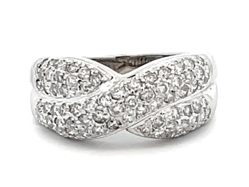 Women’s diamond rings-Criss Cross Diamond Pave Ring in 18k White Gold