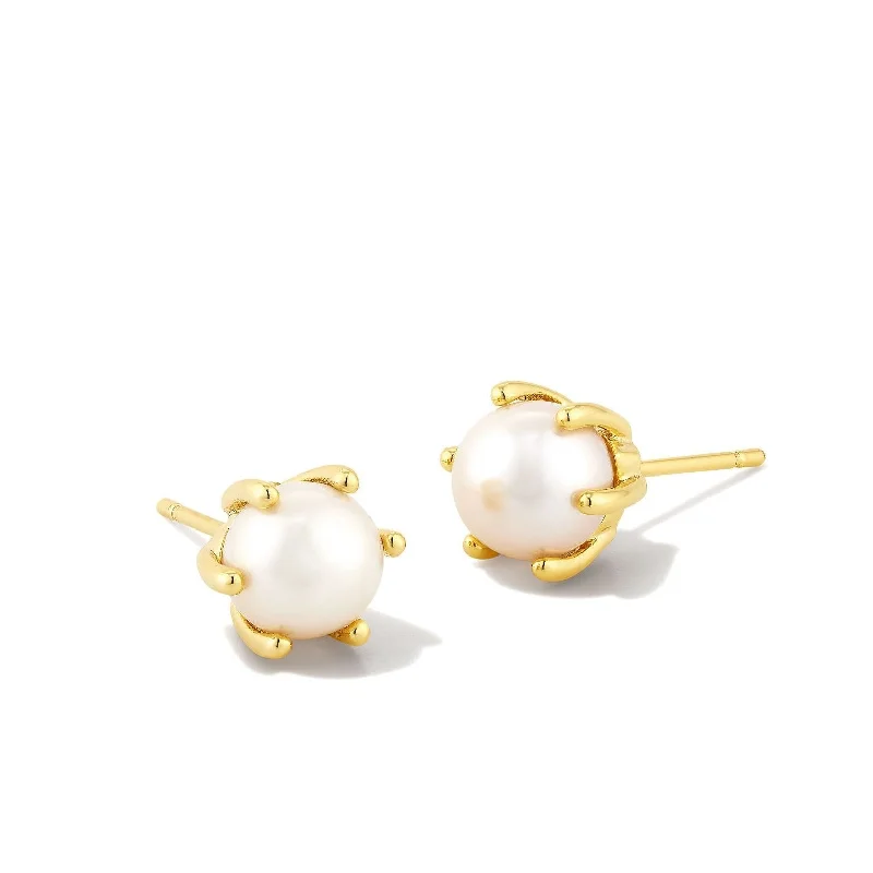 Women’s teardrop earrings-Kendra Scott | Ashton Gold Pearl Stud Earrings