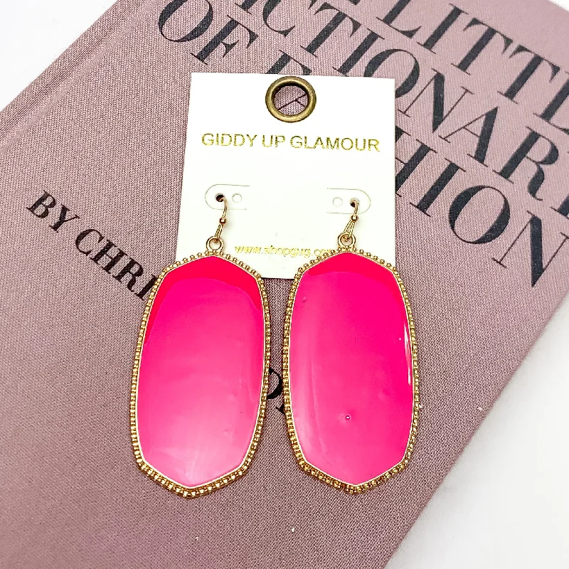 Women’s long earrings-Southern Charm Oval Earrings in Hot Pink