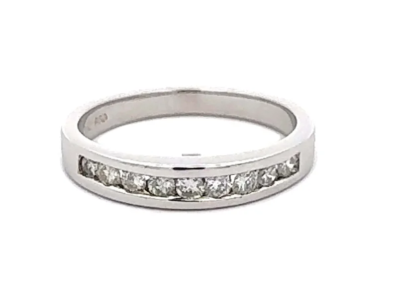 Women’s textured rings-Channel Set 9 Brilliant Cut Diamond Band Ring Platinum