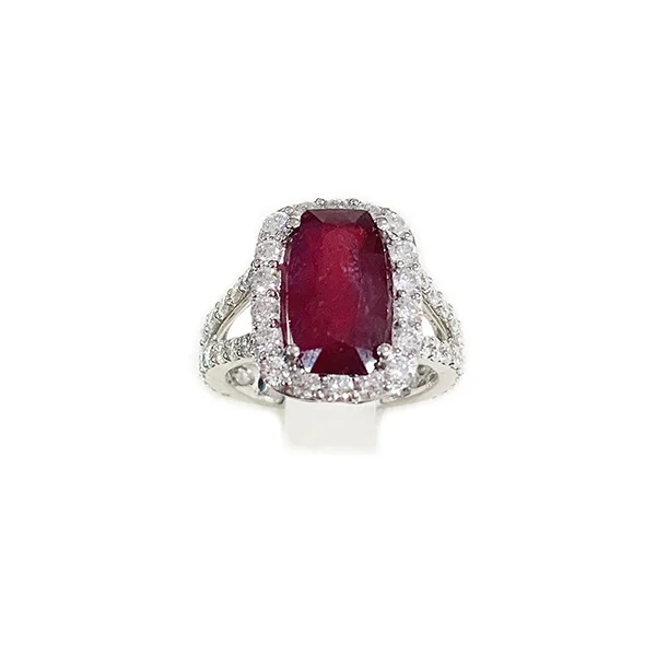 Women’s silver rings-14k White Gold Ruby Ring